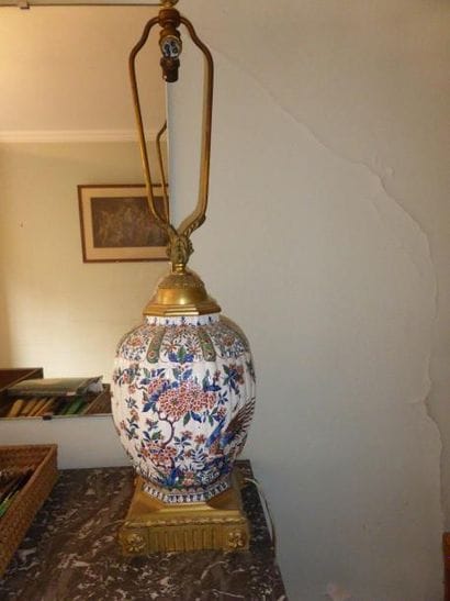 Pied de lampe en faïence de DELFT, monture...