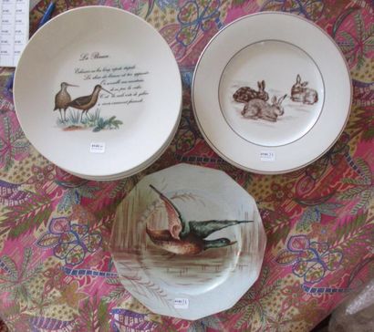 Huit assiettes décor sur le thème de la ...