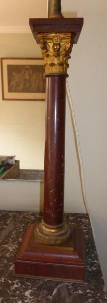 Pied de lampe colonne en marbre et bronze...