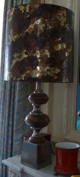 Lampe en métal et bois années 60.