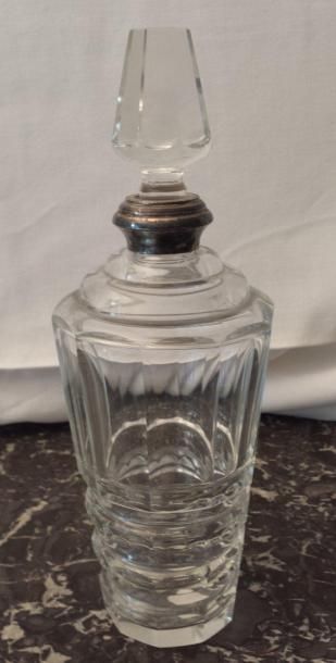 Carafe en cristal monture en argent poids...