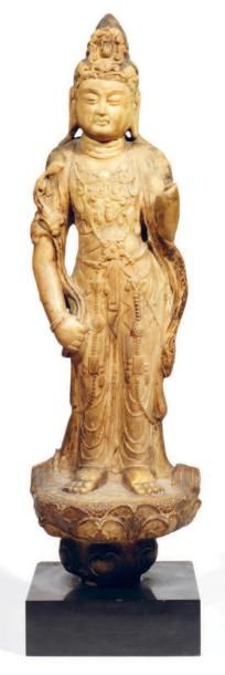 Statue en albâtre anciennement polychrome...