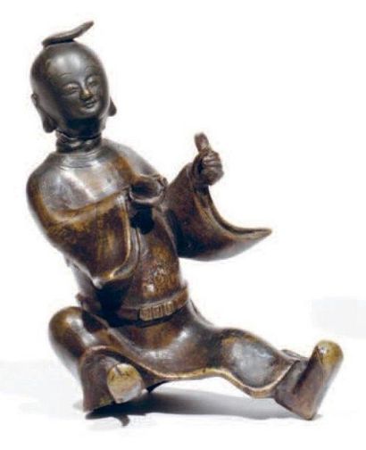 Statuette en bronze de patine brune représentant...
