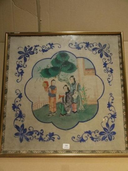 Gouache sur papier de riz représentant des...