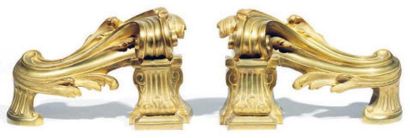 Paire de chenets en bronze doré en forme...