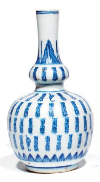 Vase double gourde en porcelaine bleu/blanc...