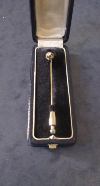 Epingle à cravate en or gris 18 K et platine...