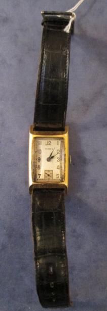 Montre rectangulaire en or jaune 18k SUIZEX,...