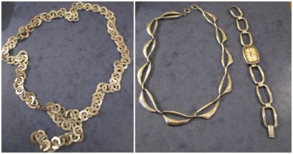 Lot en argent: collier à maillons cercles...