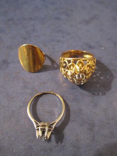 Deux montures de bagues en or 18k (pds: 2,4...