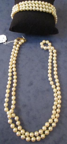 Collier de perles de culture choker, fermoir...