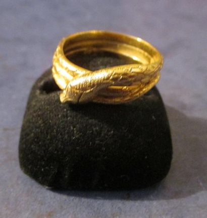 Bague serpent en or jaune 18 k, pds: 8 g...