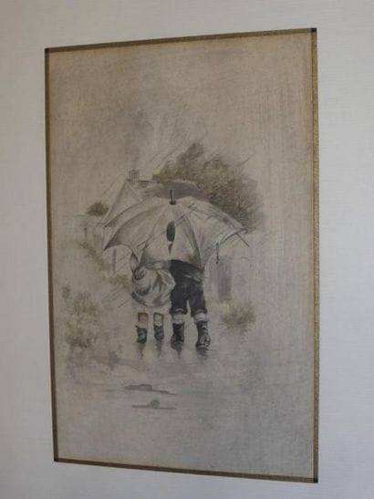 Ecole Moderne
Deux enfants sous un parapluie...