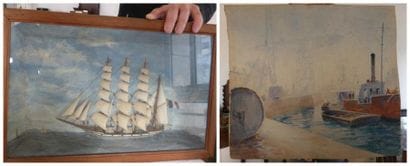 André NIVARD (1880-1969)
Bateau à quai Aquarelle...