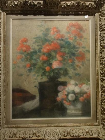 OSIFAN LESUR ADRIAN Dessin de fleurs Pastel...