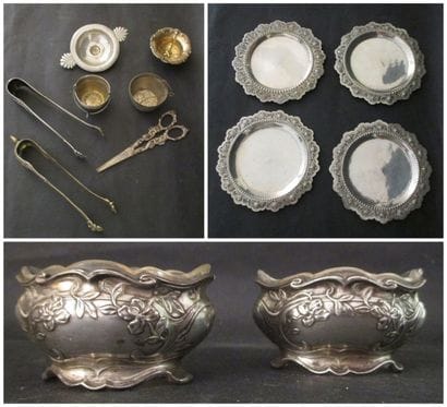 Lot en argent comprenant: - une paire de...