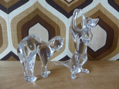 BACCARAT
2 Sculptures en cristal transparent...