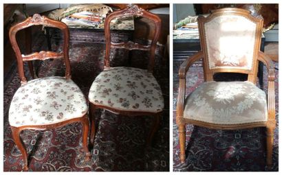 Paire de chaises légères fin XIXème et fauteuil...