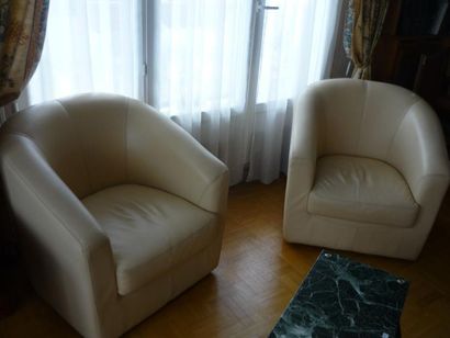 4 Fauteuils confortables cuir blanc