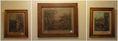 Lot de pièces encadrées: Aquarelle, Vue de...