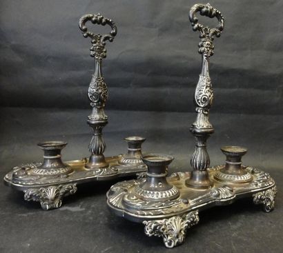 Deux montures argent de porte selerons double...
