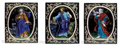Suite de trois plaques rectangulaires émaillées...