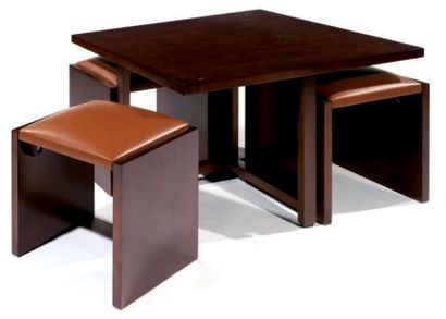 Table basse gigogne pouf Wagram en bois de...