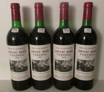 4 bouteilles CH. NENIN, Pomerol 1985 (2 J,...
