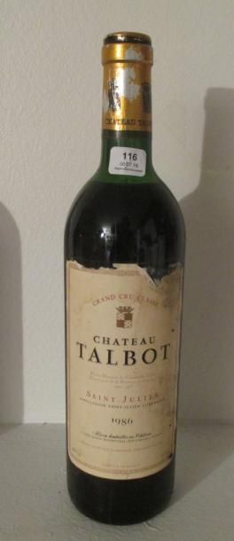 1 bouteille CH. TALBOT, 4° cru Saint-Julien...
