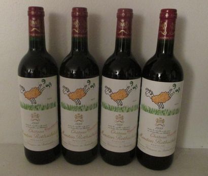4 bouteilles CH. MOUTON-ROTHSCHILD, 1° cru...
