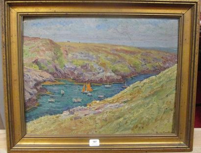 Quatre huile sur toile et panneaux : Paysages...