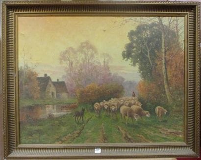 Quatre huile sur toile et panneaux : Paysages...