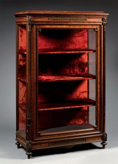 Vitrine rectangulaire en placage de bois...
