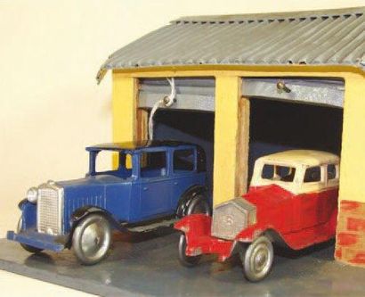 Garage 2 places avec 2 voitures en plomb...