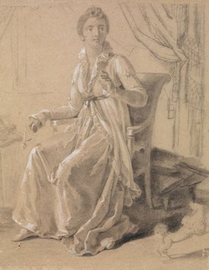 ECOLE FRANÇAISE vers 1800
Jeune femme surprise...