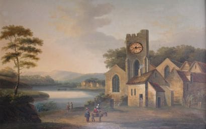 ECOLE HOLLANDAISE XIXe siècle.
Paysage à...