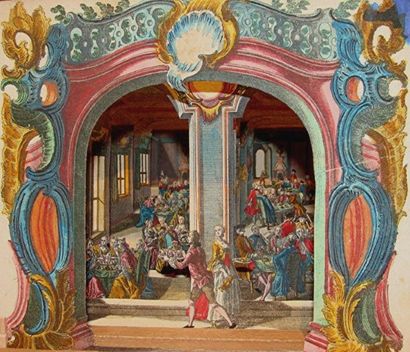 Le grand salon baroque. Scènes de café et...