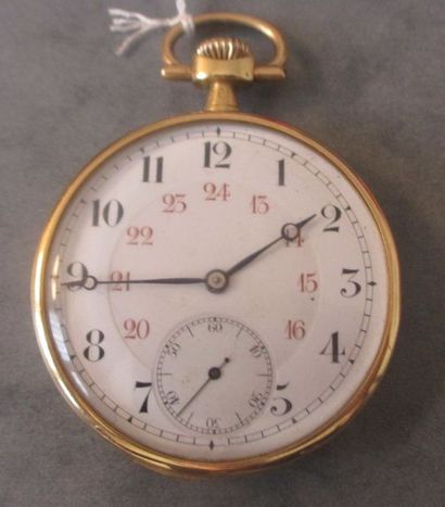 Une montre de gousset en or jaune 18 k, poids...