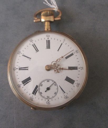 Une montre de gousset en or jaune 18 k, poids...