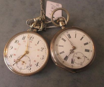 Deux montres gousset en argent, poids brut...