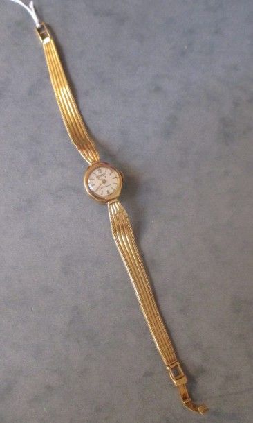 Bracelet-montre de dame en or jaune 18k PONTIAC,...