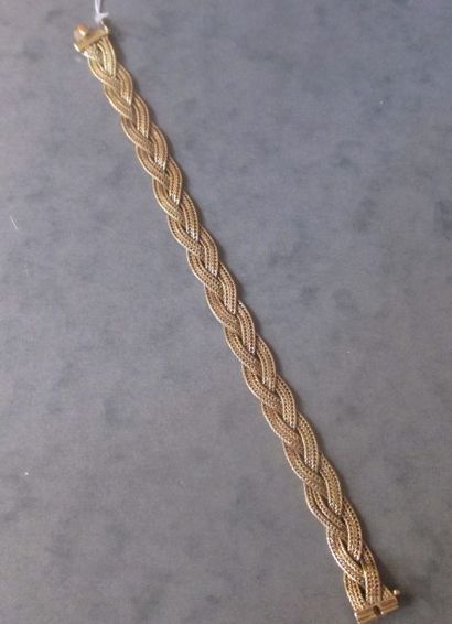 Bracelet en or jaune 18k tressé, pds : 20,9...