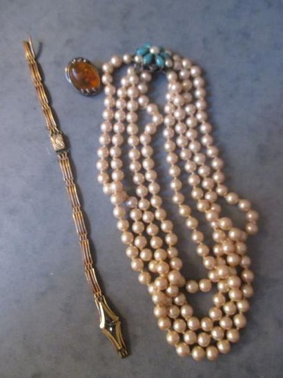 Bijoux fantaisies : gourmette en métal doré,...