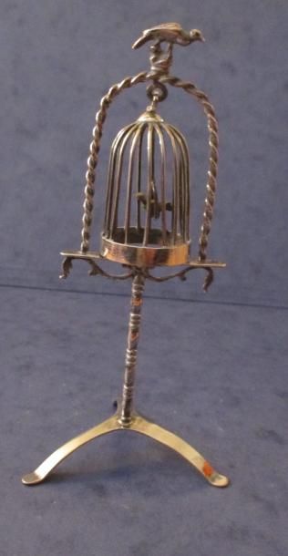 cage à oiseau miniature en argent poid s:...