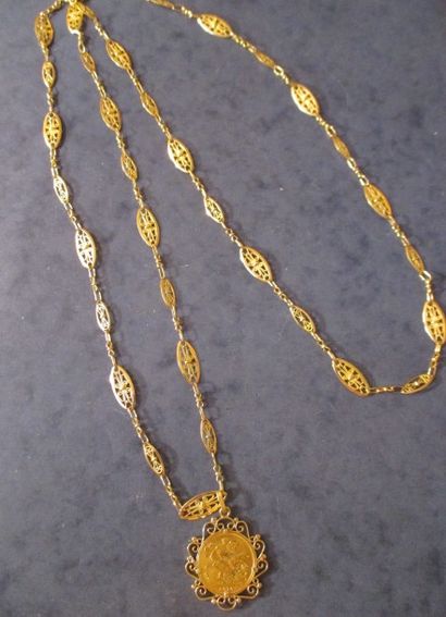 Collier double rang en or jaune 18k à maillons...