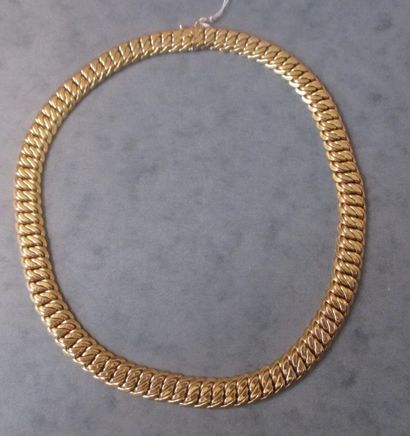 Collier à maillons plats en or jaune 18k,...