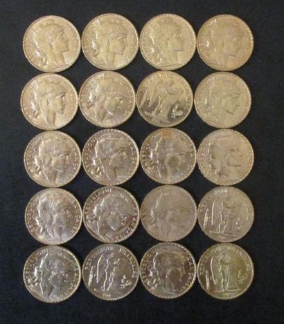 Vingt pièces de 20 FF en or