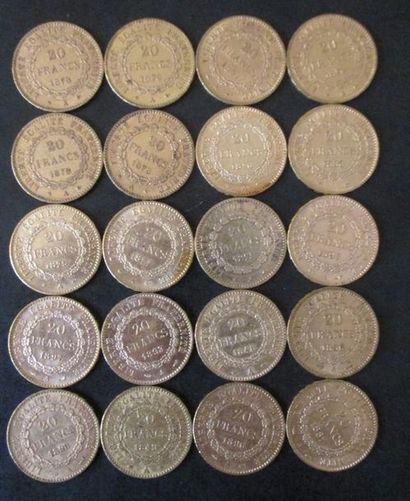 Vingt pièces de 20 FF en or