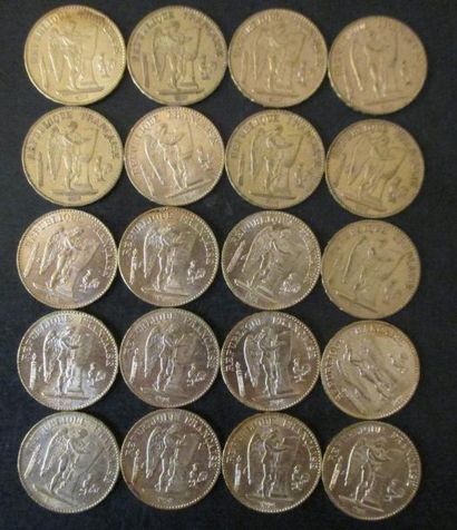 Vingt pièces de 20 FF en or