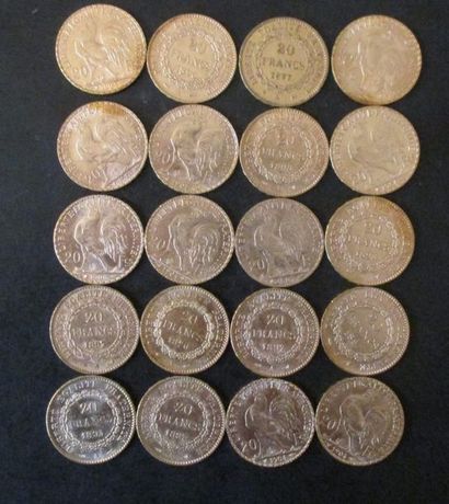 Vingt pièces de 20 FF en or